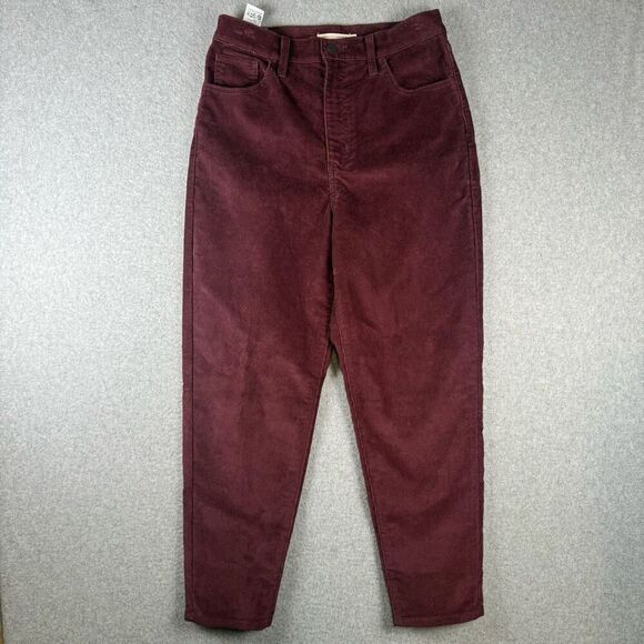 Levis Womens Size 29x27 High Waisted Mom Corduroy Pants Burgundy Water Less - Picture 1 of 10